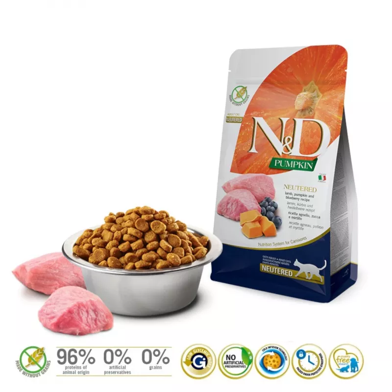 Sucha karma dla kota - FARMINA N&D CAT PUMPKIN LAMB&BLUEBERRY ADULT 300g