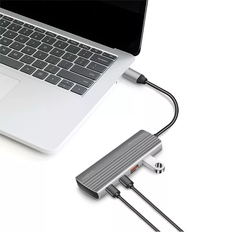 LogiLink USB 3.2 Gen2 Hub 7+1-port 2x USB-A 5x USB-C PD 100W aluminum