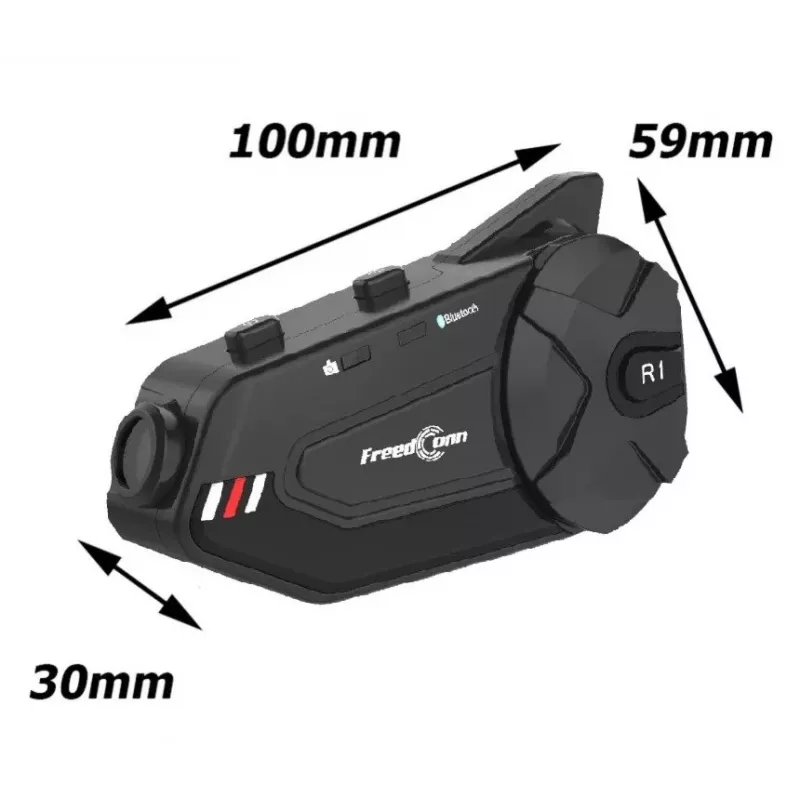 Zestaw słuchawkowy FreedConn R1 PLUS E motocyklowy interkom Bluetooth, Bluetooth 5.0+EDR, zasięg 1000 m, IP65, FM, wideo 1080p, 30 h rozmów