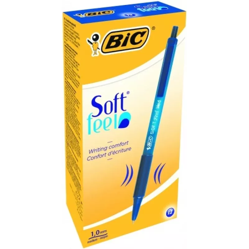 Długopisy kulkowe BIC SOFTFEEL CLIC 0,32 mm, niebieski, opakowanie 12 szt. 914346