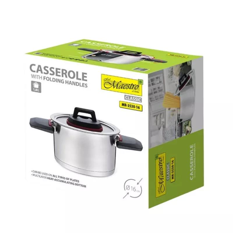 Garnek Maestro MR-3530-16 ze składanymi uchwytami 1,6 l