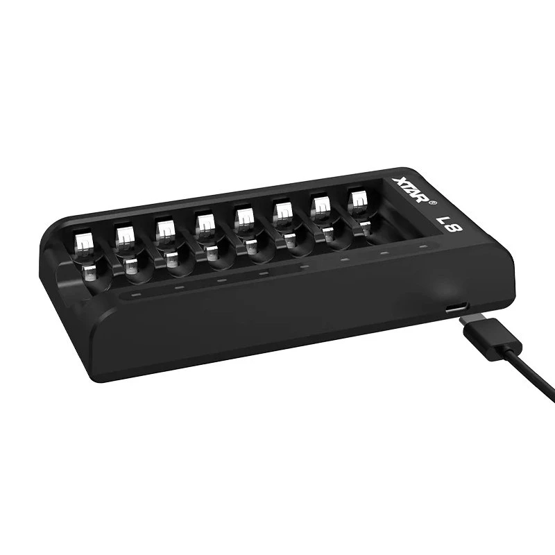 Ładowarka do akumulatorów AA/AAA 1,5 V i 1,2 V, inteligentna – 8 gniazd