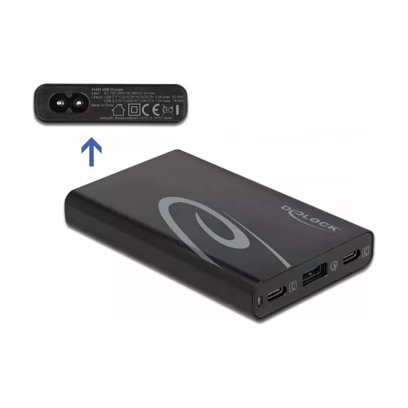 DeLOCK Ładowarka USB 2 x USB Type-C PD 3.0 + 1 x USB Type-A, 60 W