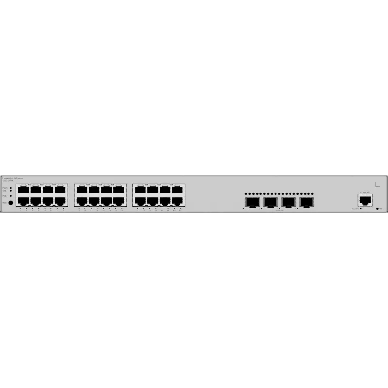 Switch HUAWEI S220-24P4X — 24 x Gigabit (10/100/1000) RJ-45, 4 x SFP+, PoE, 1U szary