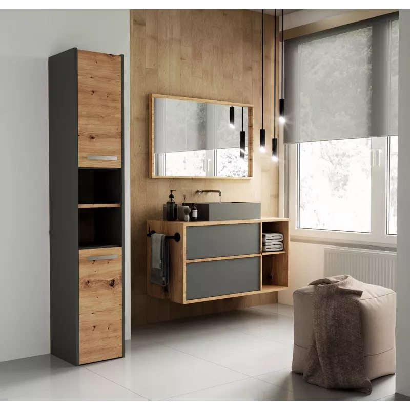 Topeshop S30 ANTRACYT/ARTISAN szafka łazienkowa