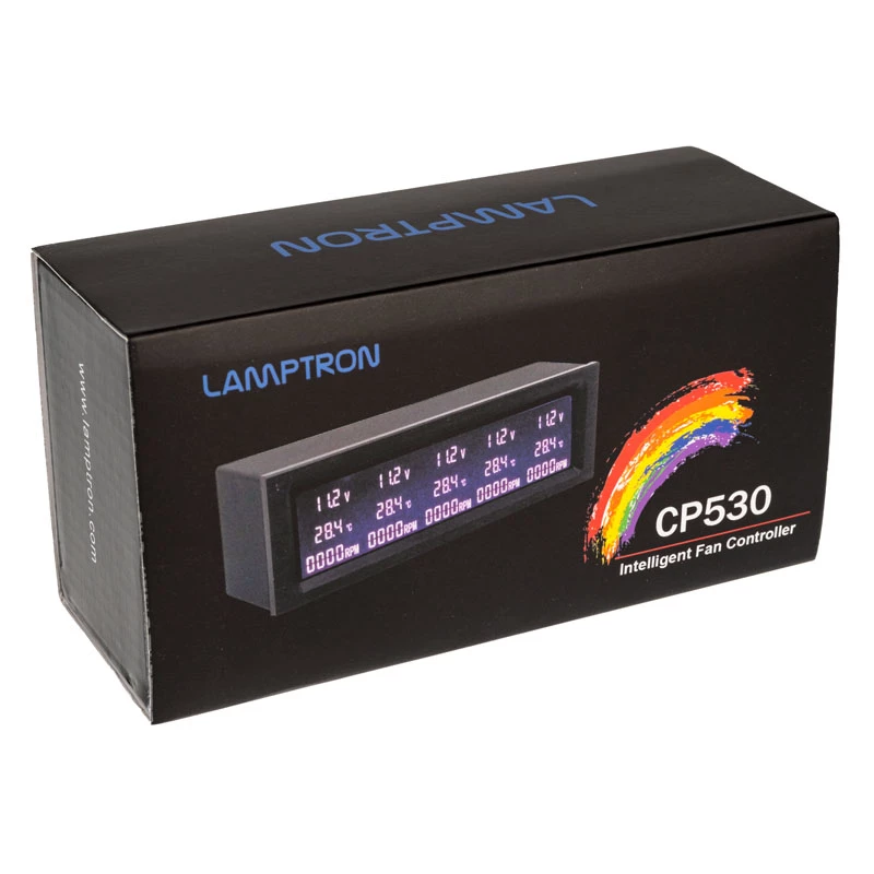 Kontroler wentylatora Lamptron CP530 — automatyczny kontroler wentylatora z RGB, czarny