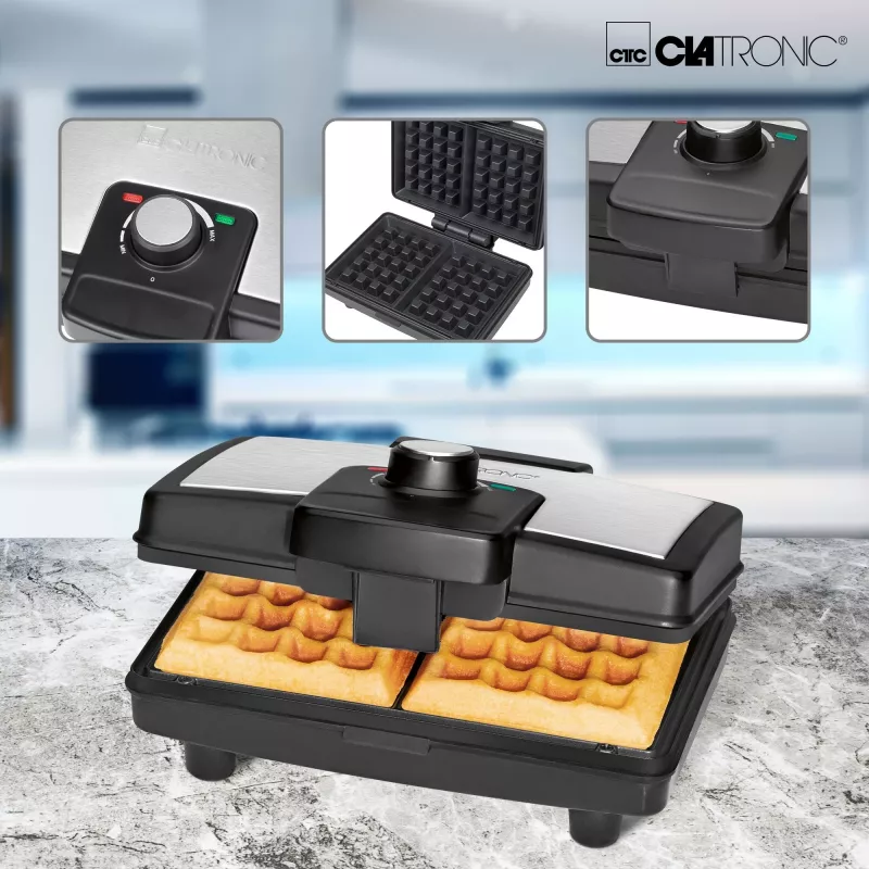 Clatronic WA 3606 gofrownica 2 gofr(y) Czarny,stal nierdzewna 800 W
