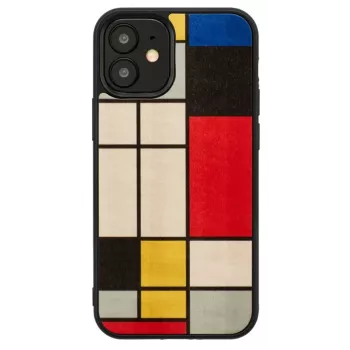 Etui na telefon Man and Wood do iPhone 12 mini — drewniany tył, czarna ramka