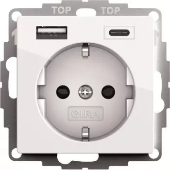 Gira SCHUKO gniazdko zasilające USB, 2-drożne, czysta biel, model 245903