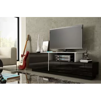Cama szafka TV SIGMA 3 180 czarny/czarny połysk + biały