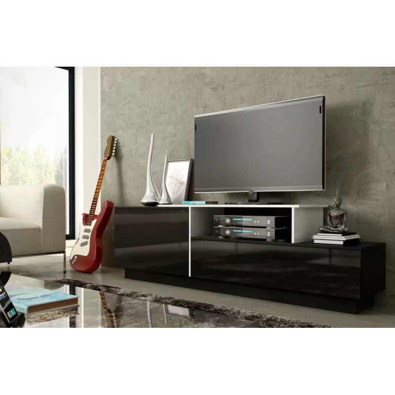 Cama szafka TV SIGMA 3 180 czarny/czarny połysk + biały