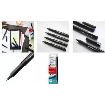 STABILO dr!ver Fineliner 4 szt. Czarny Niebieski Zielony Czerwony Cienka Końcówka