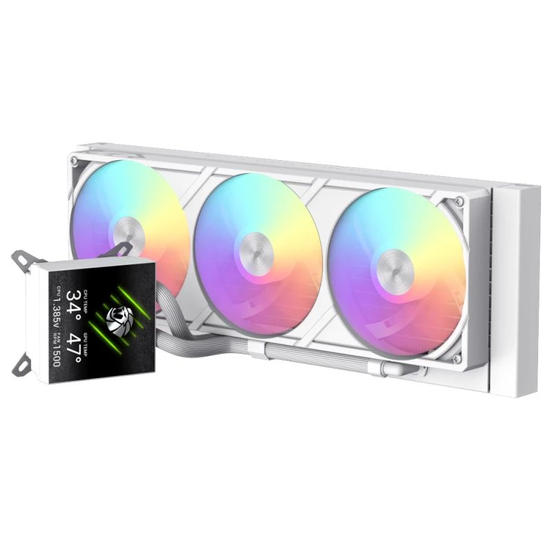 Chłodzenie cieczą Gamemax do CPU | GLACIER 360 LCD WH | Intel, AMD