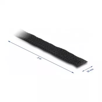 Taśma DeLOCK na rzep 3 m x 20 mm, czarna, nylon
