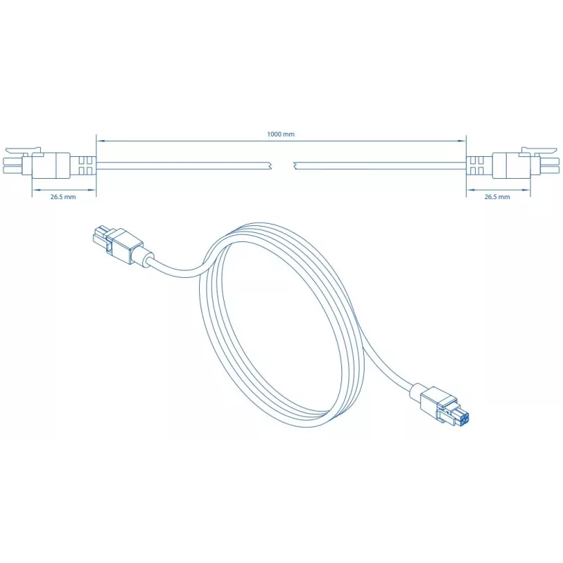 Kabel zasilający Teltonika 4-pin na 4-pin, czarny, 1 m, napięcie wejściowe 30 V, prąd wejściowy 2 A