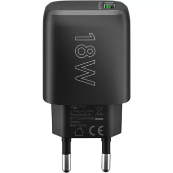 Szybka ładowarka sieciowa USB-A QC (18 W) (czarna)