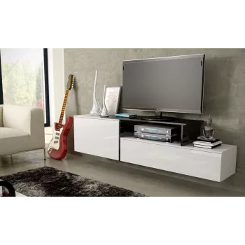 Cama szafka TV SIGMA 3 180 biały/biały połysk + czarny