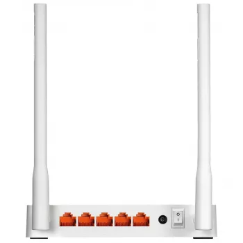 Router biurkowy TOTOLINK N300RT — jednopasmowe Wi‑Fi 4 2,4 GHz, 300 Mb/s, 5 portów Fast Ethernet RJ-45, 2 zewnętrzne anteny 5 dBi