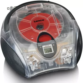 Przenośne radio z odtwarzaczem CD Lenco SCD-24TR — FM, moc wyjściowa 4 W, LCD, antena teleskopowa, AC/DC, baterie 6×C