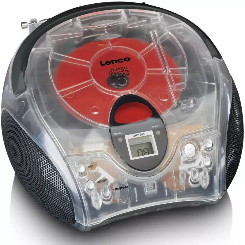 Przenośne radio z odtwarzaczem CD Lenco SCD-24TR — FM, moc wyjściowa 4 W, LCD, antena teleskopowa, AC/DC, baterie 6×C