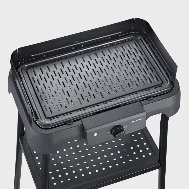 Stołowy grill elektryczny SEVERIN PG 8596, 2000 W, prostokątna kratka, czarny, sterowanie obrotowe