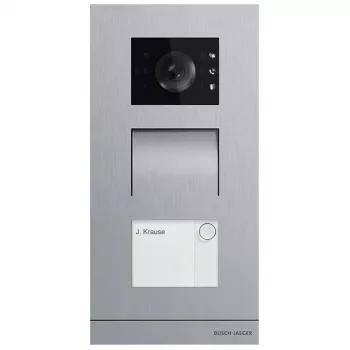System wideodomofonu Busch-Jaeger A21381P1-S-03, srebrny, obudowa zewnętrzna ze stali nierdzewnej, przyciski, 135×29×277 mm
