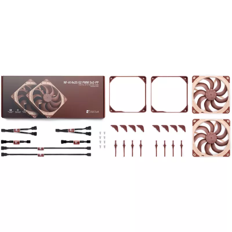 Zestaw dwóch wentylatorów Noctua NF-A14x25 G2 PWM Sx2 PP 140 mm