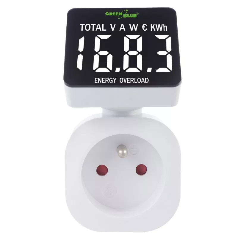 Watomierz energii GreenBlue GB620E do sieci 220 V, maks. 16 A, wtyczkowy monitor mocy/energii