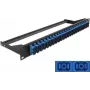 Patch panel DELOCK 43392 1U na światłowód SC, do montażu w szafie rack, 482,6×43,6×150 mm, czarno-niebieski
