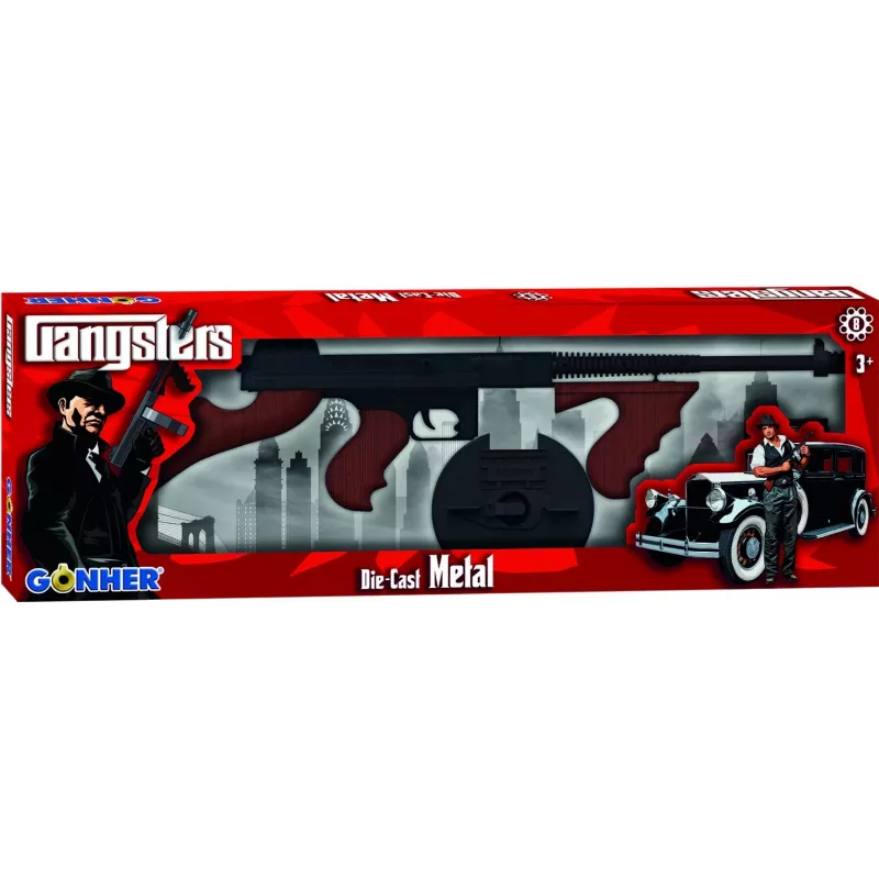 Pulio metal gangster pistol 155132/6 — zabawkowy pistolet sprężynowy, metalowa konstrukcja, pojemność 8 naboi