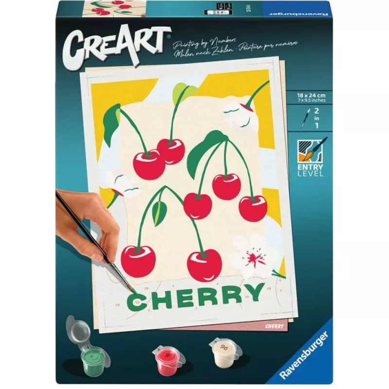 Zestaw do malowania Ravensburger CreArt – wiśnie (wzór 25514) – kreatywny zestaw farb dla dorosłych i młodzieży
