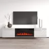 Szafka RTV cama meble LUXE 1826×345×375 mm biały połysk z wbudowanym czarnym kominkiem elektrycznym (1400–1600 W)