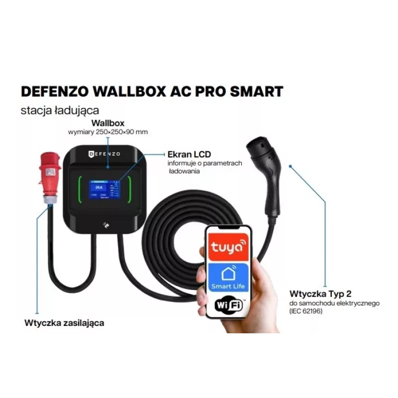Wallbox DEFENZO Pro AC22 DEF1017 22 kW Type 2 ładowarka do pojazdów elektrycznych