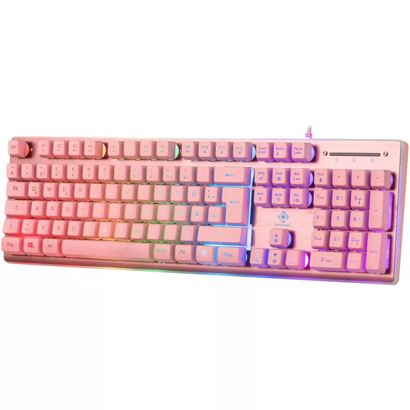 Deltaco GAM-021-RGB-P-DE - pełnowymiarowa (100%) - USB - przełącznik membranowy - QWERTZ - Różowy