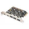 Karta PCIe Digitus 2x USB-C 3x USB A