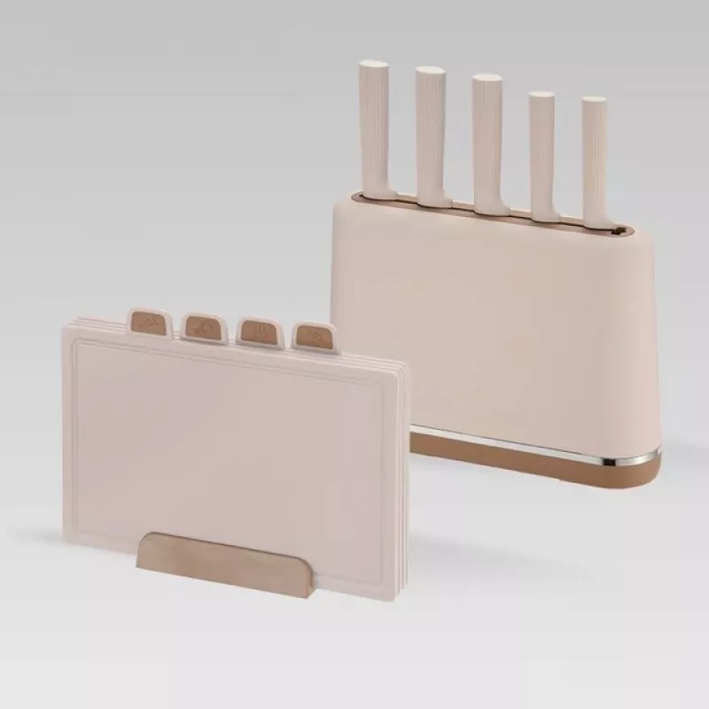 Maestro MR-1412-BEIGE zestaw noży z blokiem + zestaw desek do krojenia Beżowy