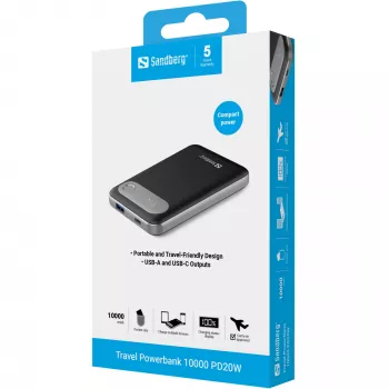 Powerbank Sandberg Travel Powerbank 10000 PD20W 10000 mAh polimer litowo-jonowy