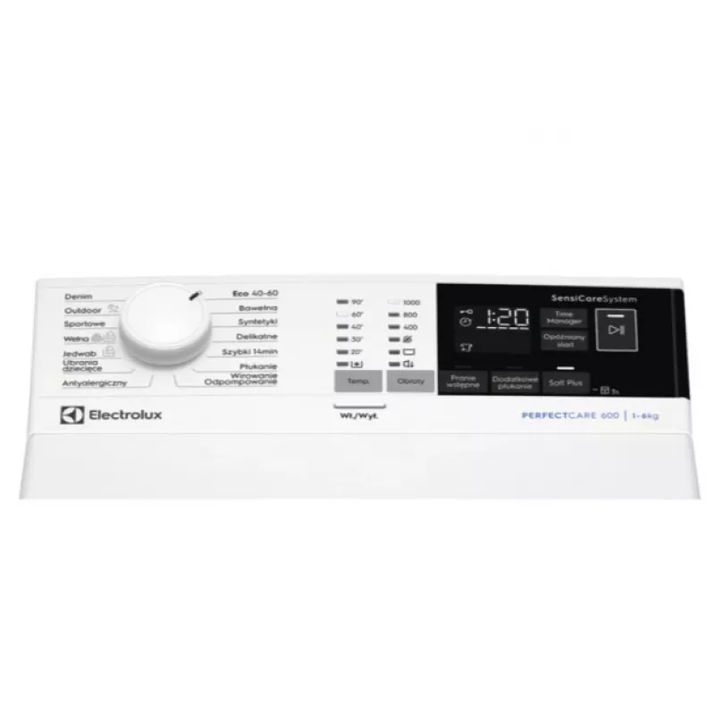 Pralka ładowana od góry Electrolux EW6TN4062P, 6 kg, 1000 obr./min, 40 L/cykl, 890x400x600 mm, biały