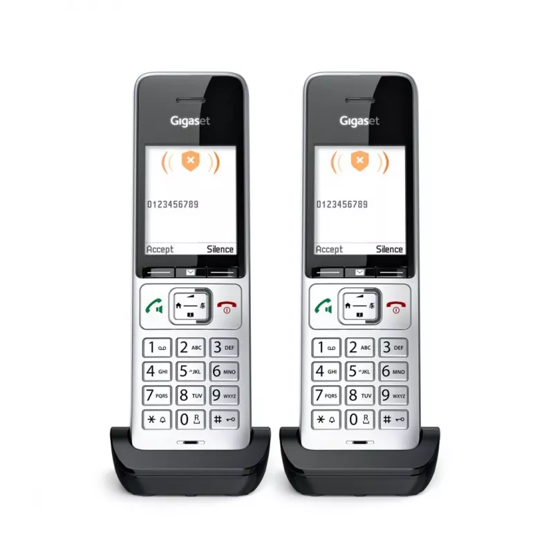 Gigaset COMFORT 500HX duo Analogowy/telefon DECT z identyfikacją rozmówcy Czarny, Srebrny