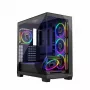 Obudowa PC MODECOM Volcano Stellar 5F ATX Midi Tower, szkło hartowane, 5 fabrycznie zamontowanych wentylatorów, USB‑C, obsługuje microATX/ATX, maks. GPU 420 mm, wysokość chłodzenia CPU 175 mm