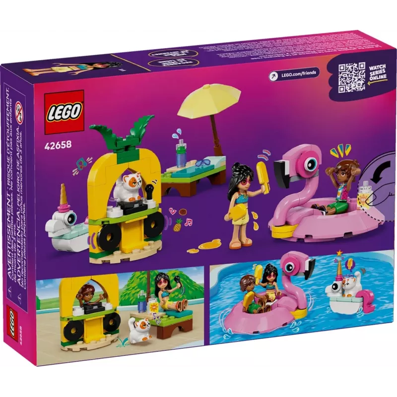 Zestaw konstrukcyjny LEGO Friends 42658 Pool Party z jednorożcem i flamingiem, postacie i akcesoria