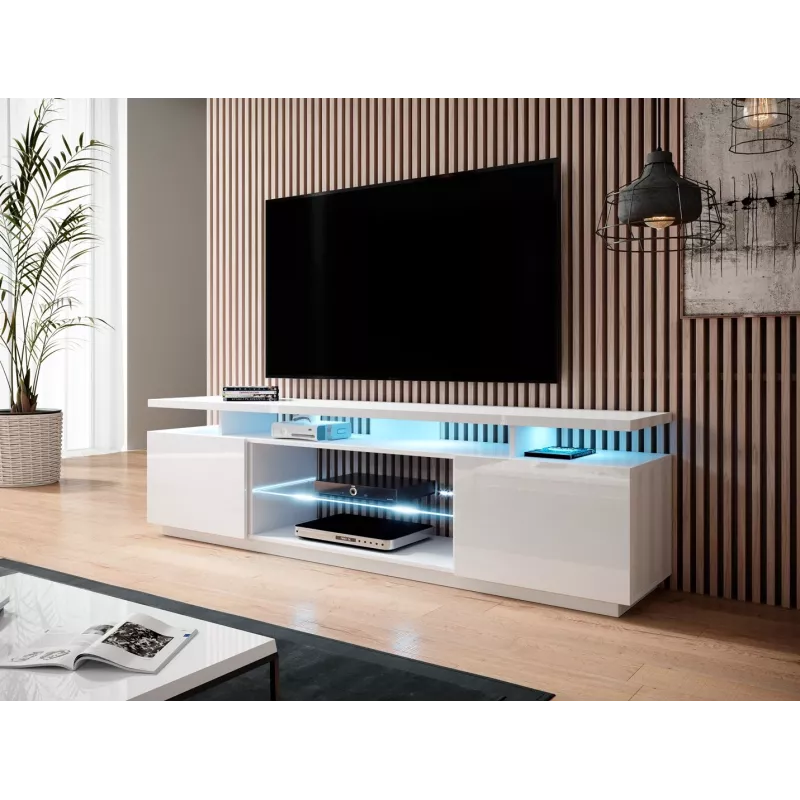 szafka RTV EVA 180x40x56 biały/biały połysk