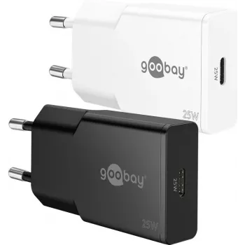 Goobay USB-C PD GaN szybka ładowarka cienki 25 W czarna - 1x - złącze zasilania (75731)