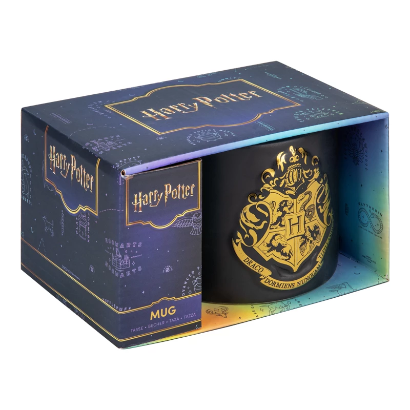 Kubek ceramiczny Paladone Hogwarts Crest Embossed – wytłoczony herb Hogwartu, standardowa pojemność 330–400 ml