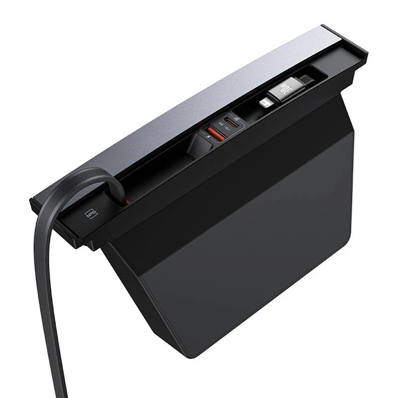 Hub Baseus T-Space z przewodami USB-C na Lightning do samochodów Tesla (czarny)