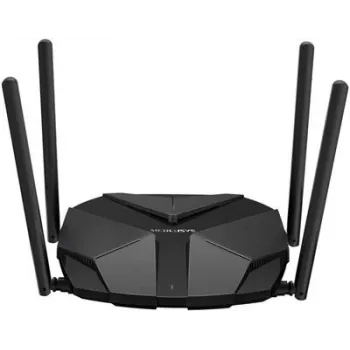 Router stołowy MERCUSYS MR85X AX3000 Dwuzakresowe Wi-Fi 6, 3000 Mbps, 4 anteny, 3 porty Gigabit LAN, czarny