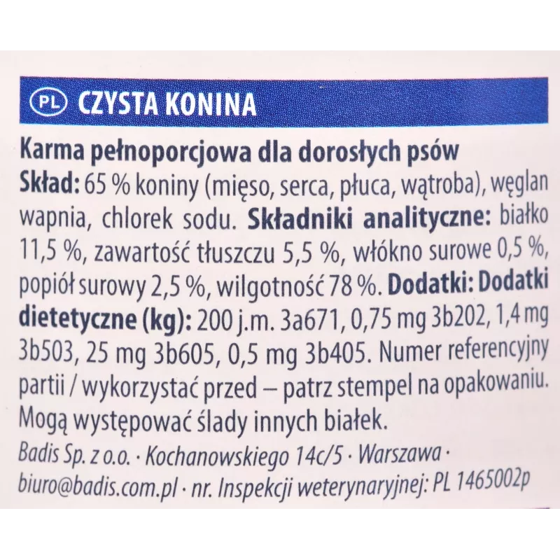 Mokra karma dla psa Animonda GranCarno Horse Adult 400 g — jednobiałkowa, wilgotność 78%, białko 11,5%