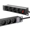 Qoltec Aluminiowa PDU do szafy RACK 10'' | 1U | 16A | 4xFRENCH | 1,8m