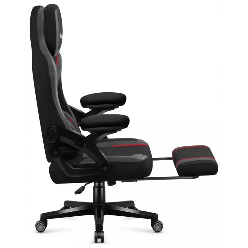 Fotel gamingowy huzaro Force 4.6 — ergonomiczne siedzisko z tkaniny, regulowana wysokość i pochylenie, podparcie lędźwiowe, maks. 130 kg, szerokość siedziska 41 cm