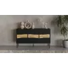 Komoda cama meble INSERTO 3D 143,5×40×80 cm czarna z LED, płyta wiórowa, rama 16 mm